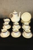 A 20th century Wedgwood Marina pattern part coffee set comprised of six cups, saucers, side