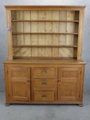 Kitchen dresser, 19th century pine. H.196 W.159 D.47cm