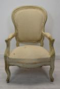 Armchair, vintage Louis XV style painted. H.96 cm.