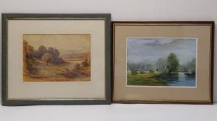 Two framed and glazed watercolours, both riverscapes. H.47 W.56 cm (largest)