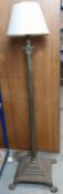 A vintage Corinthian column brass standard lamp. H.140 cm (including shade)