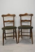 Bedroom chairs, a pair early Victorian stained beech.