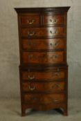 Chest on chest, Georgian style mahogany, two sections. H.154 W.71cm.