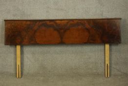 Headboard, mid century burr walnut Art Deco style, for a 4'6
