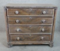 Chest, 19th century mahogany, limed. H.102 W.115 D.52cm