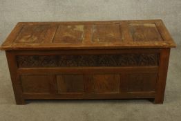 Coffer, Jacobean style oak. H.53 W.121cm.