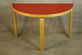 Console table, vintage laminated beech. H.60 W.100cm.