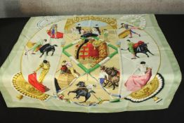 Hermes scarf. Plaza de Toros was designed by Hubert de Watrigant 1993. 87 x 85 cm.