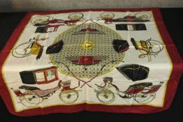 Hermes scarf. Transformation cars. Designed by F. de la Perrière. Silk. 95 x 89 cm.