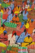 J. Baptiste Blanchard. Haiti. Acrylic dated 2000. Market scene. Signed lower right by the