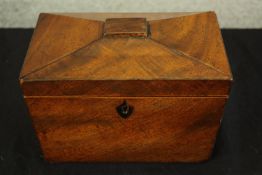 Tea caddy, Regency mahogany. H.14 W.20cm.