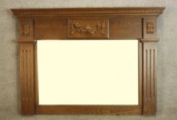 Overmantel mirror, Georgian style pine. H.90 W.127cm.