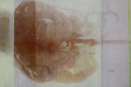 Unknown artist. An abstract painting on canvas. Appears to be stained. H.175 x 246 cm.