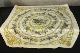 Hermes Paris. Silk scarf. La Promenade de Longchamps. 86 x 89 cm.