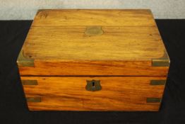 Writing slope, figured walnut and brass. H.15 W.30cm.