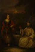 Oil on board. Christ and the Women of Samaria'. Renaissance style. Probably eighteenth century. In a