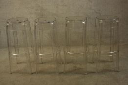 High stools, a set of four, Kartell Charles Ghost perspex by Phillipe Stark. H.72 W.34cm. (each)
