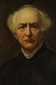 Oil on canvas. Portrait. A well executed but rather austere looking study of a gentleman. Circa