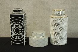 A collection of three ceramic pots from The Libra Co. H.42cm (largest).