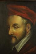 Oil on canvas. Portrait. Possibly of a member of the Catholic clergy. Early 19th century. Framed.