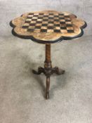 Chess table, Victorian burr walnut. H.73 W.55cm.