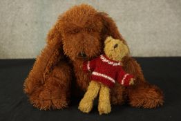 Two Soft toys. a teddy bear and a dog. 30 cm.
