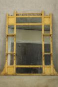Overmantel mirror, painted 19th century. H.140 W.125cm.