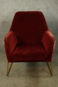 Armchair, vintage style, gilt metal framed. H.87cm.