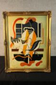 After Fernand Leger, oil on board. In a gilt decorated frame. H.70 x W.54 cm.