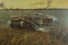 Terence Cuneo (British) Operation Plunder. Print. A scene from the allied crossing the Rhine in