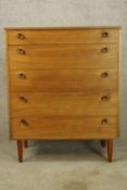 Chest of drawers, mid century teak. H.100 W.82cm.