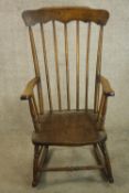 Rocking chair, 19th century Windsor style beech and elm.