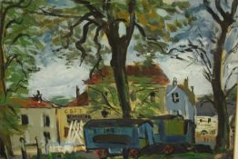 Albert Zavaro. French b 1925. Oil on board. In a gilt decorated frame. Probably French and mid