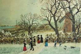 After Helen Bradley. Lithograph titled ‘Windmill’. Hand signed by Bradley bottom right. Framed and