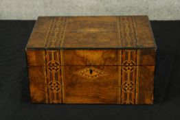 Writing slope, 19th century walnut and Tunbridge inlaid. H.15 W.30cm.