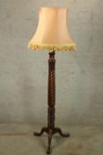 Lamp standard, vintage barleytwist mahogany. H.163cm.