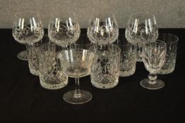 A quantity of 20th century cut glass to include brandy balloons. H.13cm (largest).