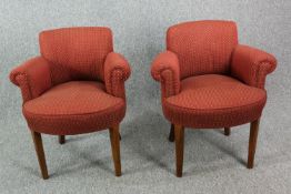 Tub armchairs, a pair, mid century teak. H.76cm.