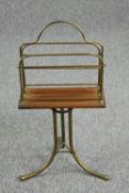 Magazine stand, C.1900 mahogany and brass. H.74cm.