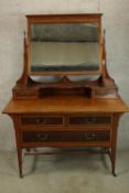 Dressing table, Edwardian mahogany and satinwood. H.165 W.122cm
