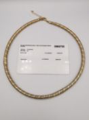 A 9ct yellow gold mesh tube design necklace with certificate. Fastens with lobster clasp with