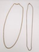 Two 9ct yellow gold rolo link chains one 16 inch and the other 17 inch. Secure with a C-sprung