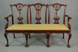 Settee, Chippendale style mahogany. H.114 W.130cm.