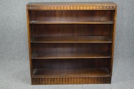 Open bookcase, vintage oak. H.100 W.107cm.