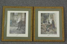 After Walter Dendy Sadler. Two golf prints, one titled ‘A Little Practise’. Framed and glazed. H.