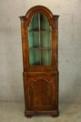 Corner cabinet, floor standing mid Georgian style flame mahogany. H.183 W.57cm.