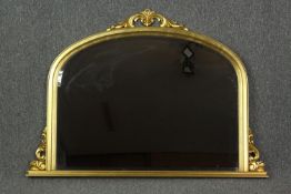 Overmantel mirror, 19th century style with bevelled plate. H.83 W.127cm.