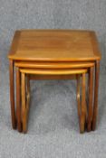 A mid century nest of three teak graduating occasional tables by Nathan Furniture. H.50 W.53 D.48cm.