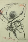 Ralph Steadman (British b. 1936). 5th Plate. Corpulent Lady. Circa 1970. Four colour screen print on