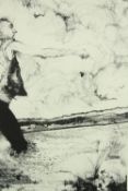 Leila Pedersen. Etching titled 'The Stone of the Outcast and some Bez Dancing'. Signed and